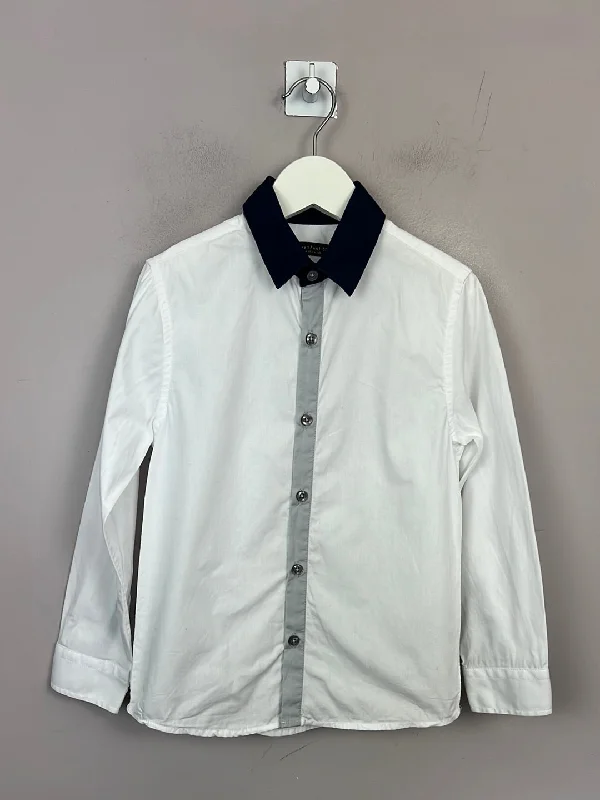 Next white formal shirt with navy collar 6y