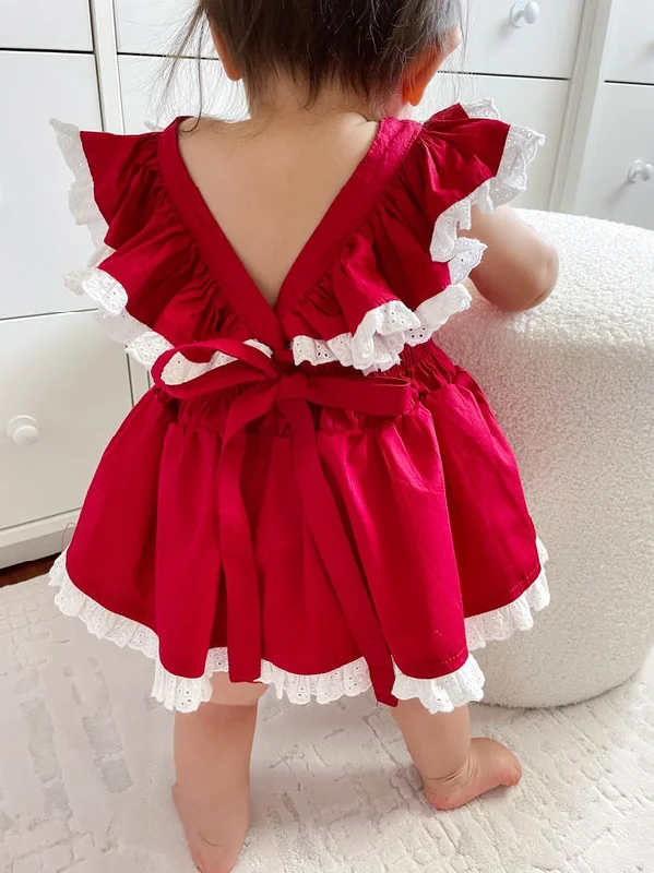 Olive Baby Girls Red Christmas Romper