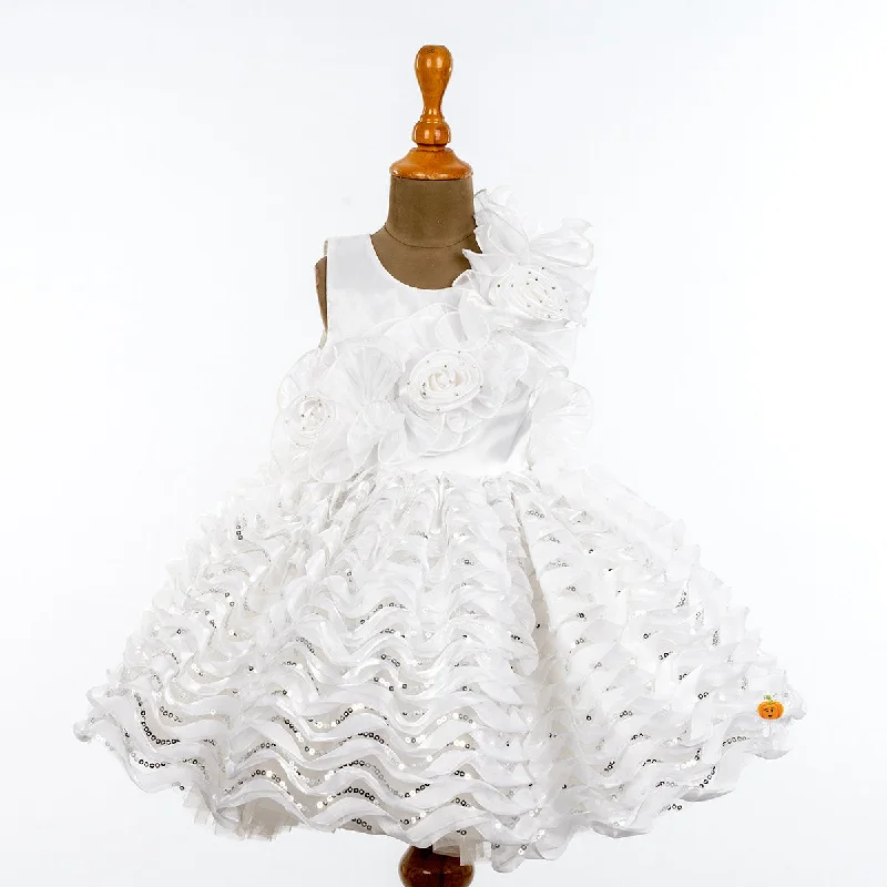 White Sequin Frock for Girls